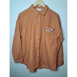UMGEE USA Long Sleeve Large Rust Color Corduroy Button Up Shirt. S